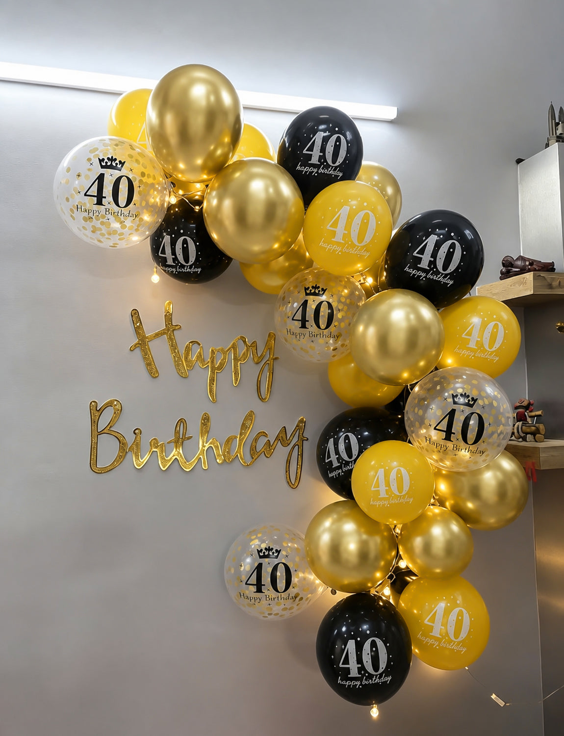 40th Birthday Balloons, 24 Pcs Black Gold Balloons for Men & Women 12 Inch Black and Gold Birthday Balloons, Gold Confetti Latex Balloons, 40th Birthday Decorations for Him & Her