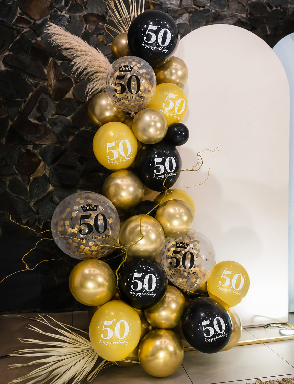 50th Birthday Balloons, 24 Pcs Black Gold Balloons for Men & Women 12 Inch Black and Gold Birthday Balloons, Gold Confetti Latex Balloons, 50th Birthday Decorations for Him & Her