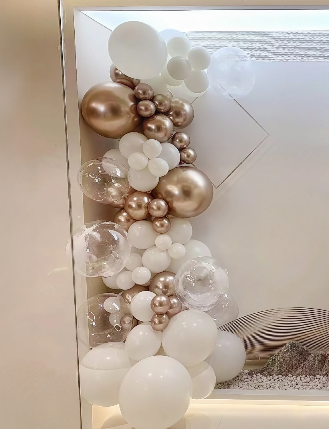 Beige Champagne Gold Balloon Arch Kit Garland - 148 White and Gold Balloon Arch with Metallic Champagne Clear Latex Balloons, Neutral Balloons for Boho Wedding Birthday Baby Shower Party Decorations