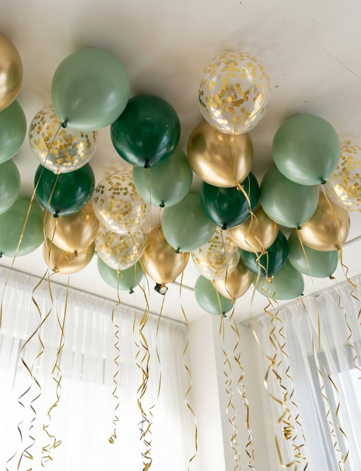 Green and Gold Balloons, 50 Pcs 12 Inch Sage Green and Gold Balloons Sage Green Gold Latex Balloons, Confetti Balloons for Jungle Theme Birthday Christmas Baby Shower Wedding Party Decorations