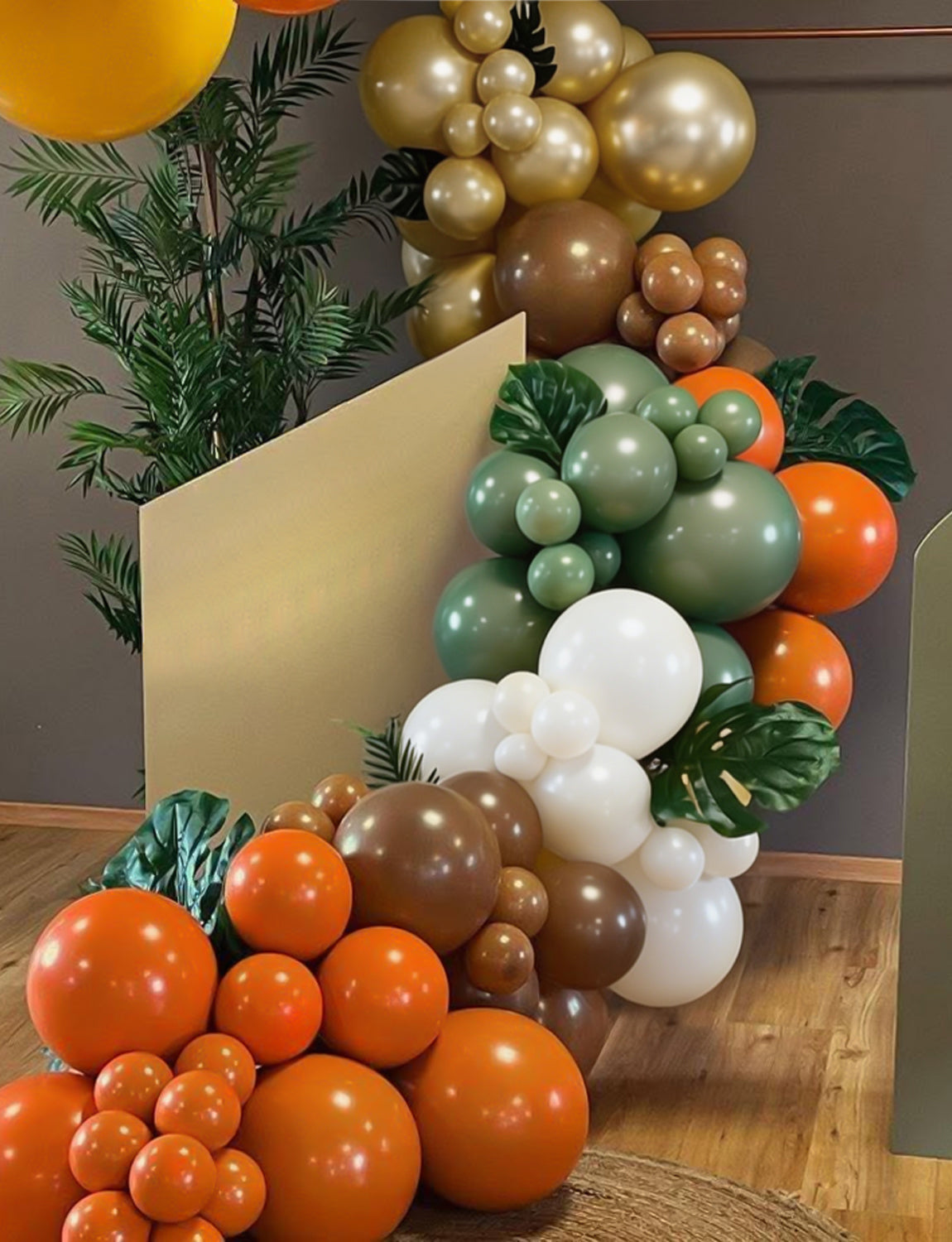 Fall Balloons, Sage Green and Orange for Thanksgiving Harvest Decor | 50 PCS 12 Inch Sage Green Balloons with Burnt Orange, Beige, Brown, Gold for Autumn Birthday Jungle Safari Party Decorations