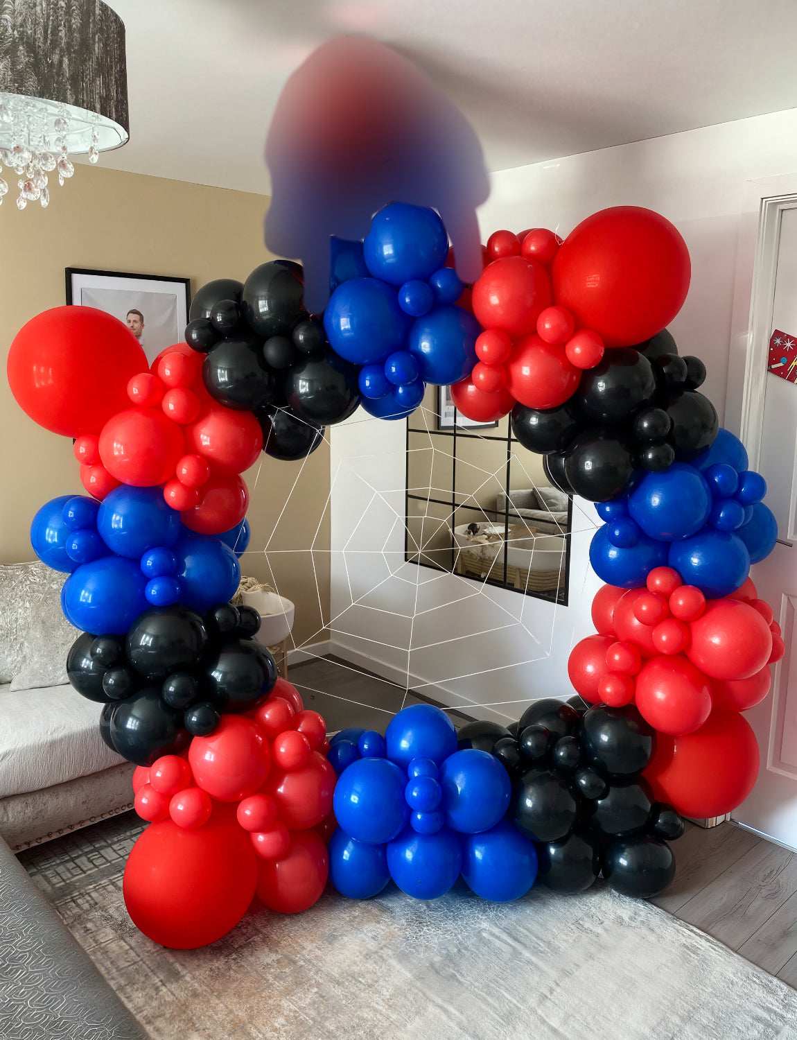 Adeyoo Red Blue Black Balloon Arch Garland Kit - Royal Blue Black Red Balloons Arch with Explosion Star Foil Balloons for Halloween Birthday Baby Shower Wedding Anniversary Party Decorations