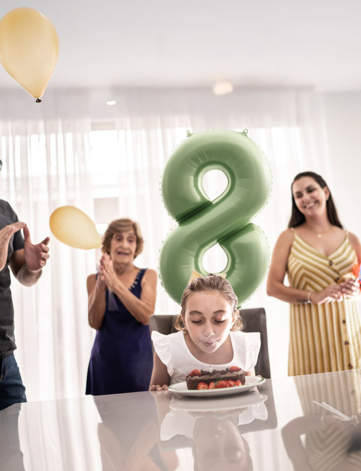 Adeyoo Sage Green Number 8 Balloon - 40" Large Olive Green Foil Digital 8 Balloons for Boys Girls, Self Inflating Number Balloons 0-9 Set for Women Men Birthday Jungle Anniversary Party Decorations