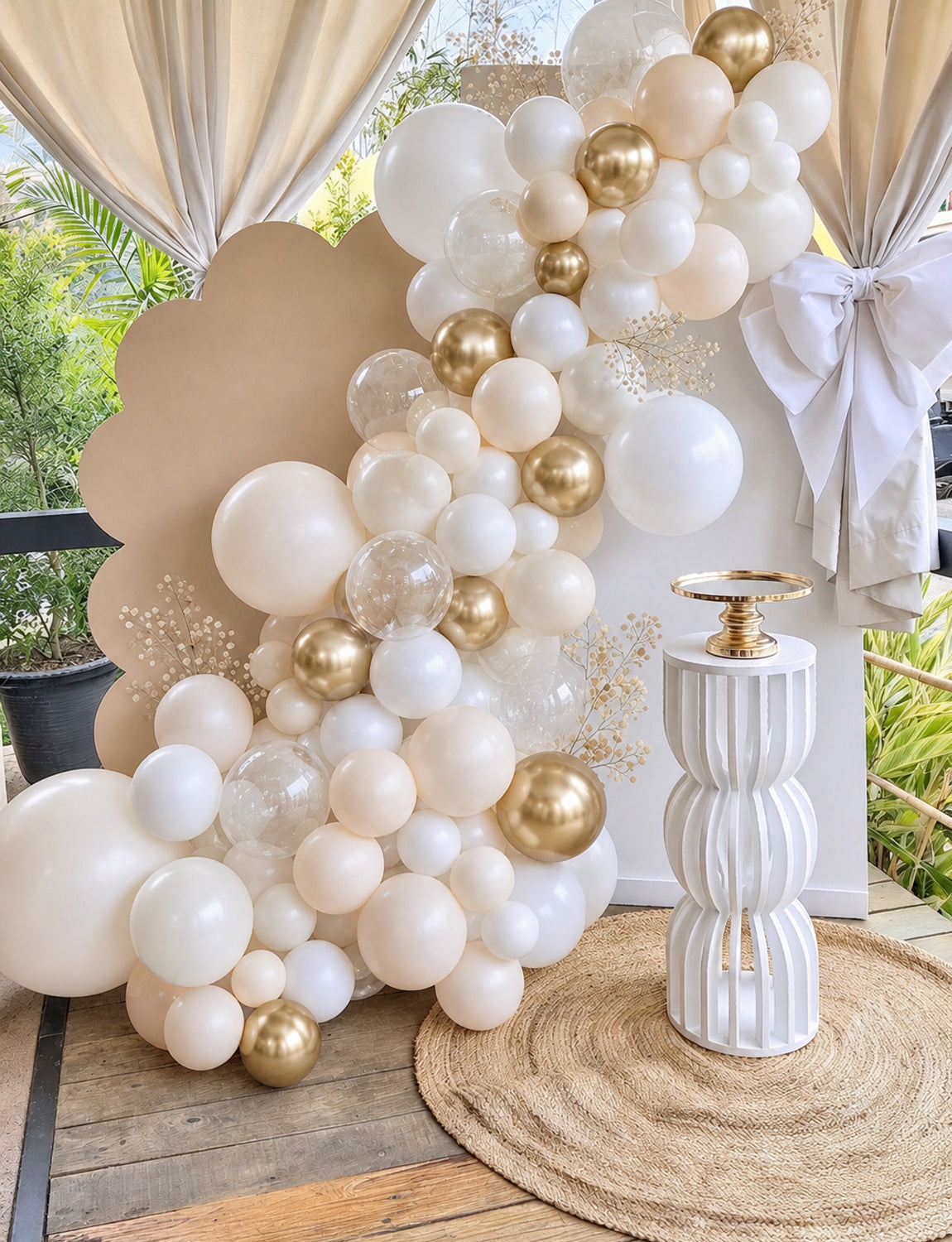 White and Gold Balloons, 50 Pcs 12 Inch Wedding Balloons Metallic Gold and Beige Balloons, Clear balloons, Nude Balloon, Engagement Balloons for Boho Wedding Bridal Anniversary party