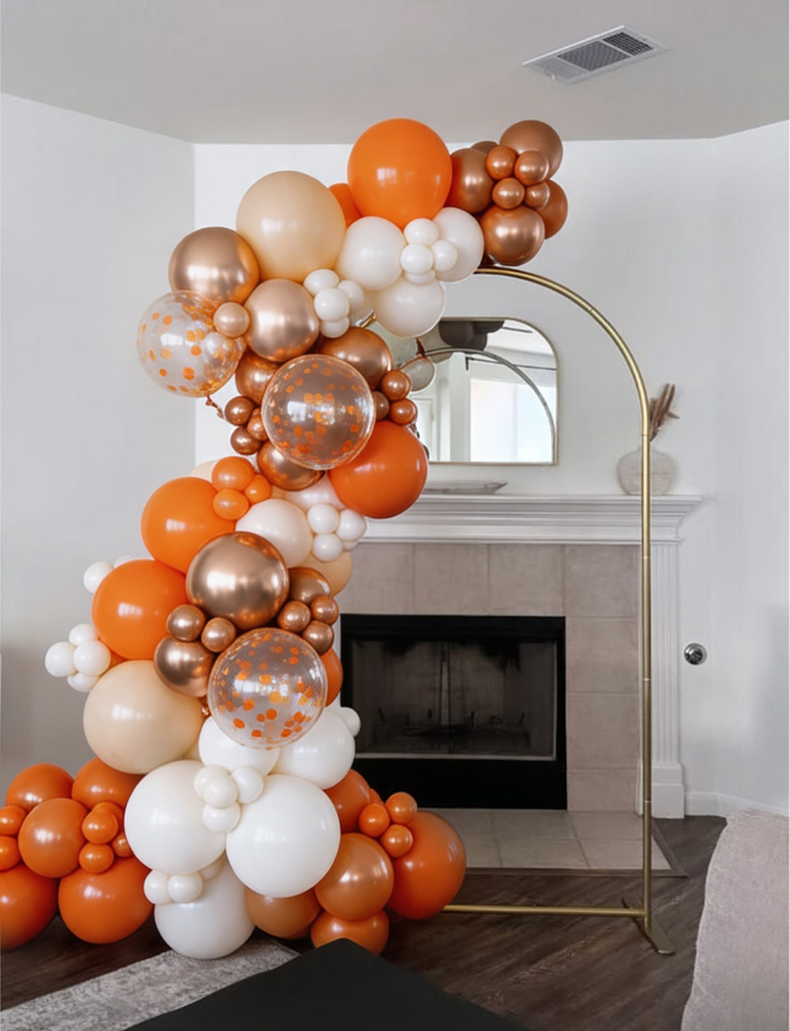 Fall Balloons, 50Pcs Orange White Nude Copper Confetti Balloons | 12 Inch Orange and White Balloons, Nude Copper Balloons for Fall Autumn Harvest Thanksgiving Halloween Party Decorations