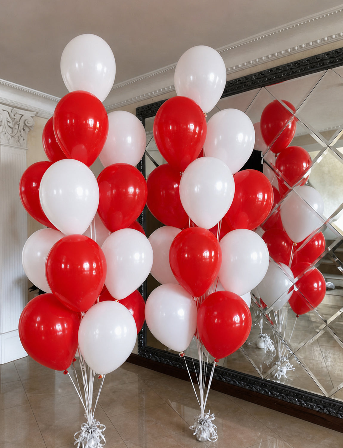 Red and White Balloons, 50 Pcs 12 Inch Red White Latex Balloons Classic Red White Balloons for Christmas Valentine's Day Wedding Engagement Anniversary Birthday Football Party Decorations