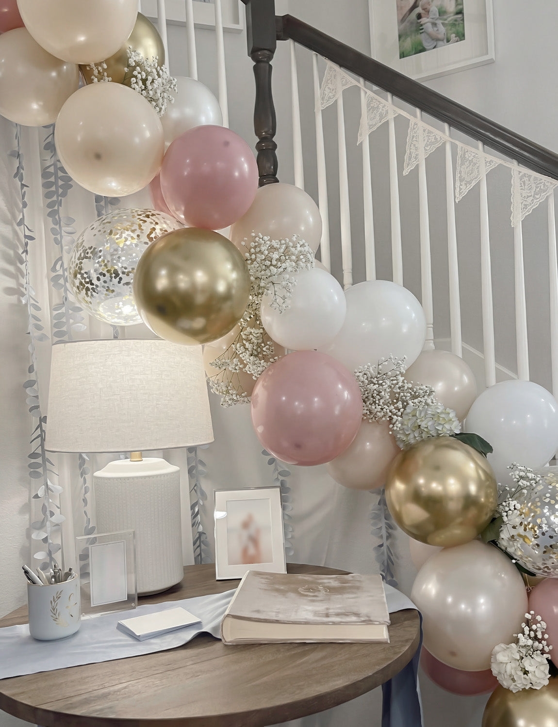 Dusty Pink and Gold Balloons, 50PCS 12 Inch Blush Pink, White & Metallic Gold Balloons with Confetti Balloon for Birthday, Bridal Shower & Wedding Party Decorations, Girls & Women