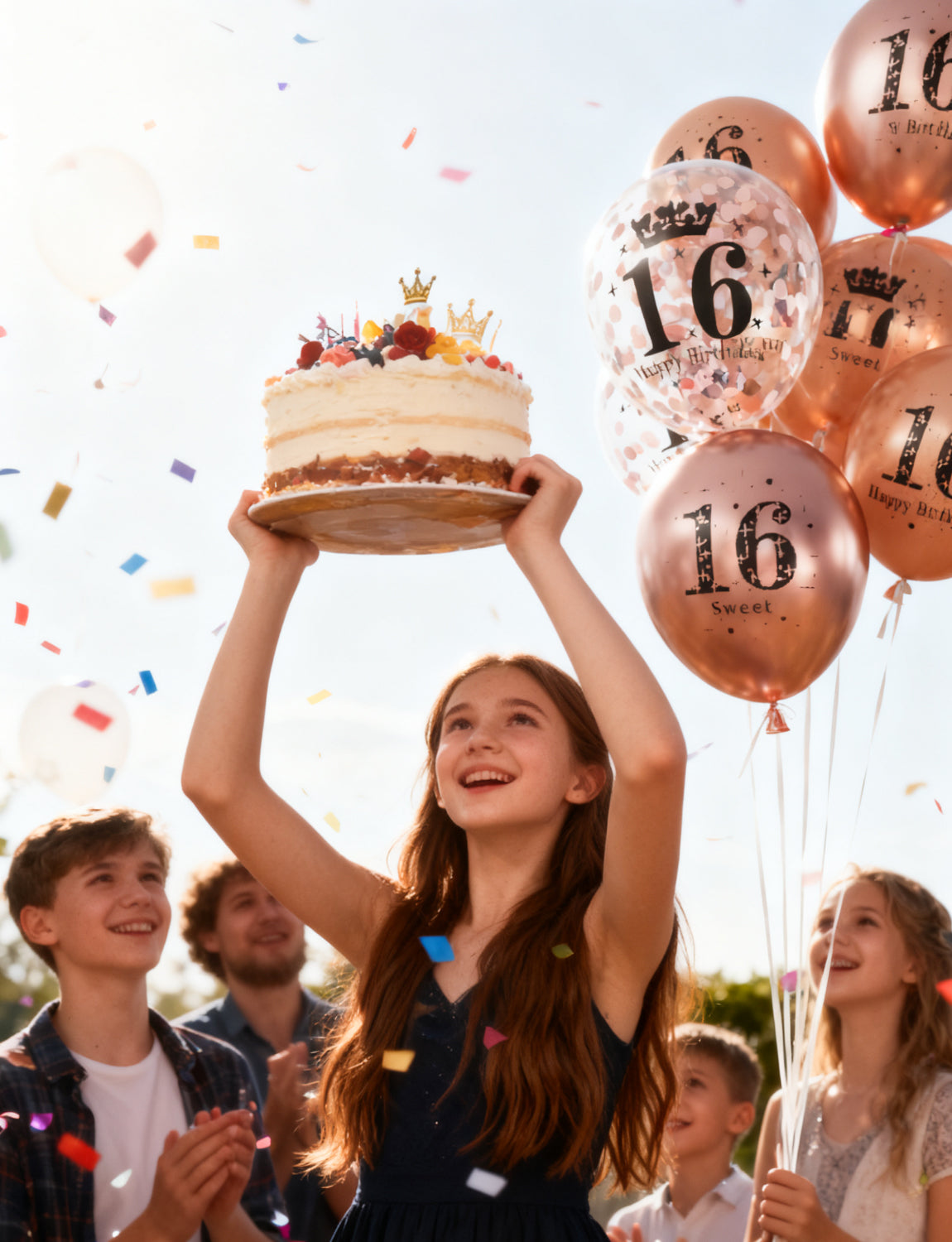 Adeyoo 24Pcs 16th Birthday Balloons - 12Inch Rose Gold 16th Birthday Decorations, Rose Gold Latex Confetti Balloons, Sweet 16 Birthdays Decorations for Girls Birth Anniversary Celebration Party