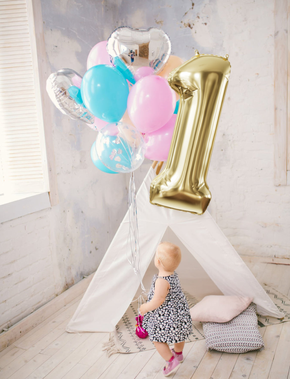Adeyoo Light Gold Number 1 Balloon - 40 In Large Champagne Gold Foil Digital Balloons for Boys Girls, Self Inflating Number Balloons 0-9 for Women Men Birthday Anniversary Party Decorations