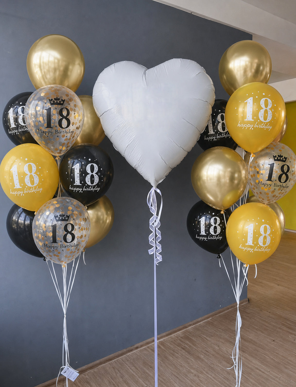18th Birthday Balloons, 24 Pcs Black and Gold Balloons for Men Women 12Inch Black and Gold Balloons with Confetti balloons, Black and Gold 18th Birthday Decorations for Him & Her