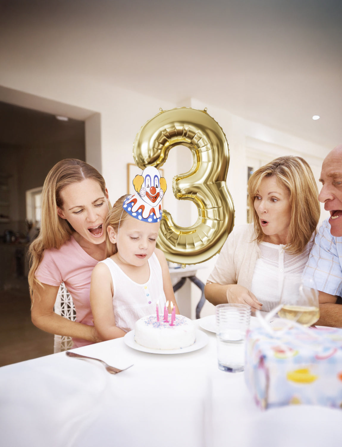 Adeyoo Gold Number 3 Balloon - 40 Inch 3rd Birthday Balloon for Boys Girls, Champagne Light Gold Number Balloons 0-9, Self Inflating Foil Balloons for Women Men Birthday Anniversary Party Decorations
