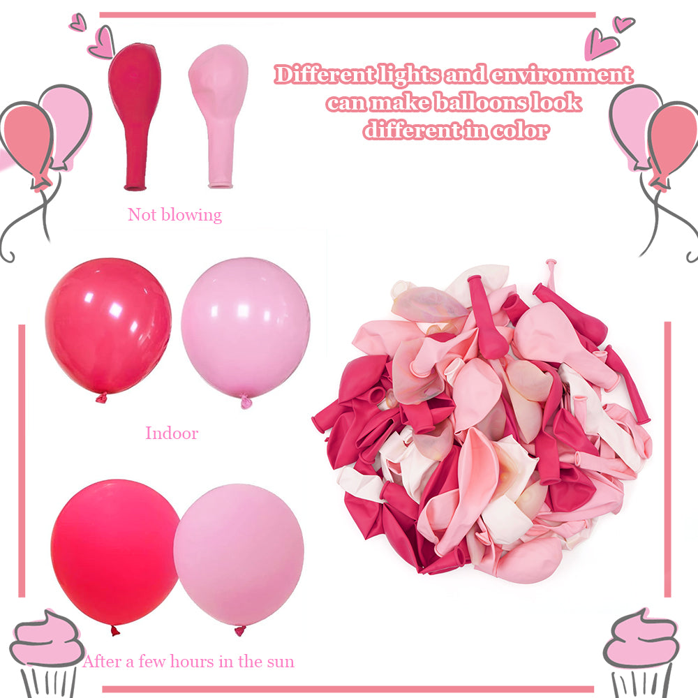 Adeyoo 60 Pcs Hot Pink Balloons - 12 Inch Pink and White Balloons with Love Confetti Balloon Bright Party Balloon for Girls Women Princess Theme Birthday Wedding Baby Showers Party Decorations