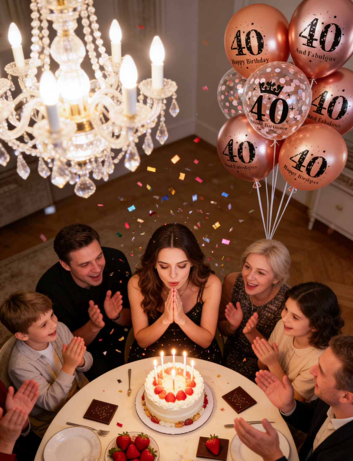 Adeyoo 40th Birthday Balloons for Women - 24Pcs 12Inch Rose Gold Latex Confetti Balloons, Fabulous Happy 40th Birthday Party Decorations for Women Anniversary Celebration