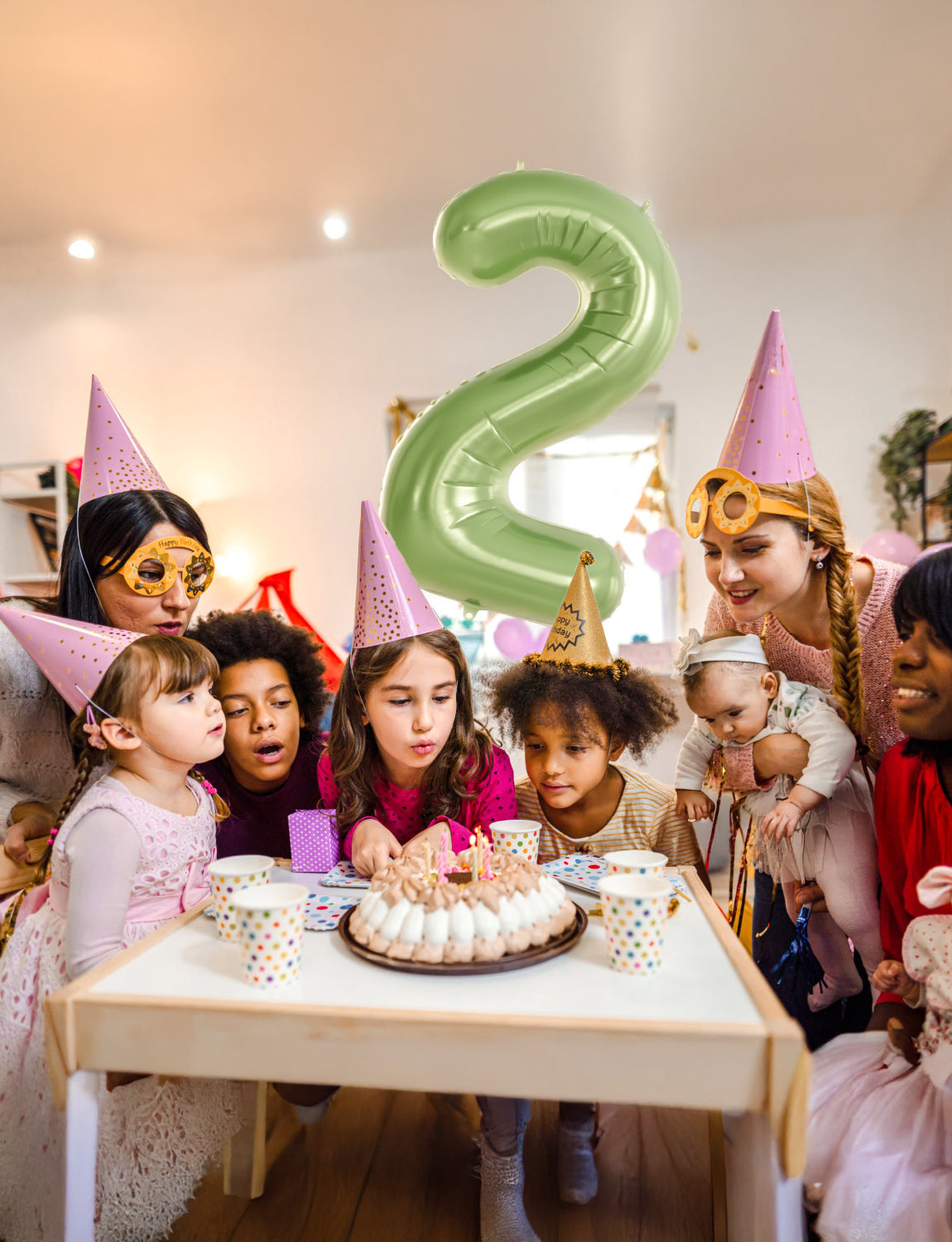 Adeyoo Sage Green Number 2 Balloon - 40 Inch Large Self Inflating Foil Digital 2 Balloon, Sage Green Number Balloons 0-9 for Birthday Baby Shower Jungle Safari Anniversary Party Decorations