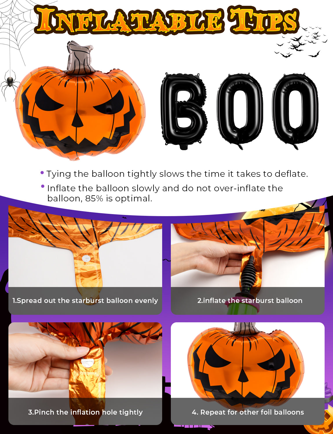 Halloween Balloons Arch Kit Garland with BOO Pumpkin Foil Balloon 126Pcs Black Orange Purple Green Halloween Balloons with Boo, Pumpkin, Eyeball Balloons for Halloween Party Decorations