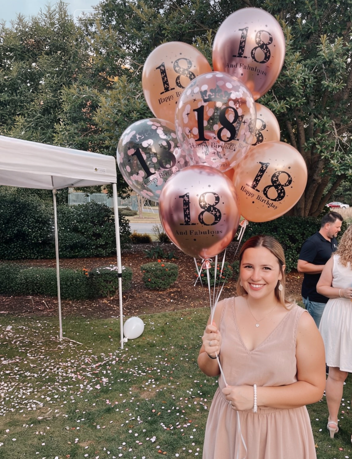 Adeyoo 24Pcs 18th Birthday Balloons for Girls - Fabulous 12Inch Rose Gold 18th Latex Confetti Balloons, Rose Gold 18 Happy Birthday and Anniversary Party Decorations for Girls Boys