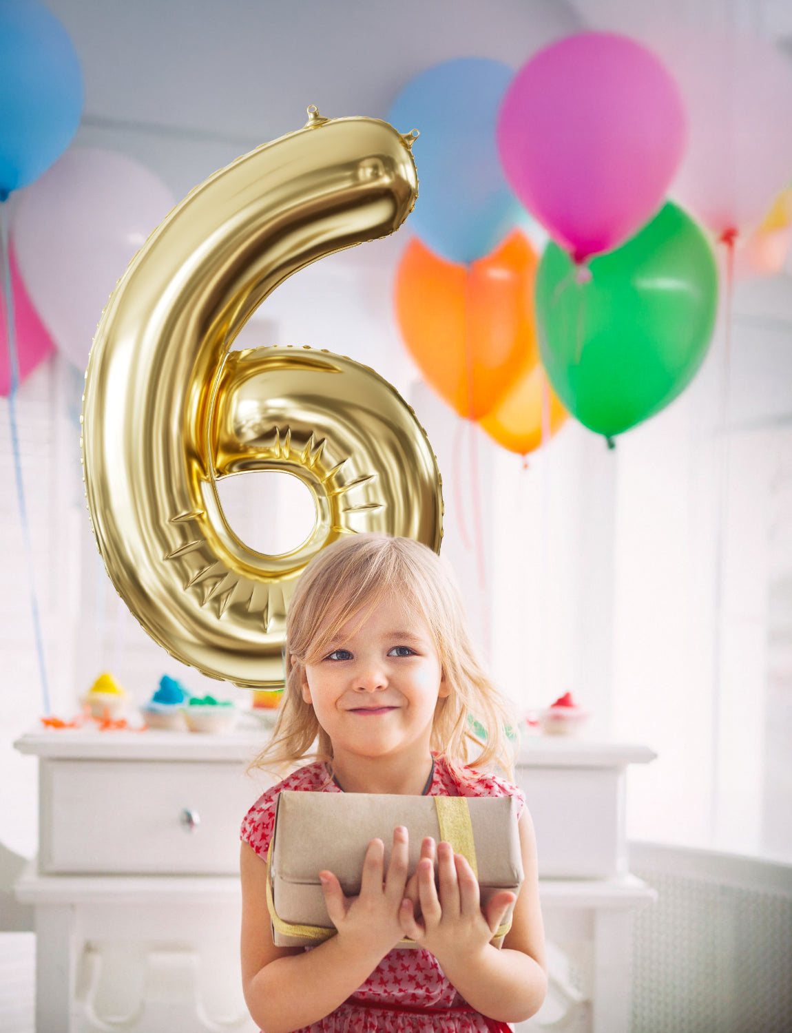 Adeyoo 40 Inch Large Number 6 Balloon - Champagne Gold Digital 6 Helium Balloon, Self Inflating Light Gold Foil Number Balloons 0-9 Set for Girls Boys 6th Birthday Anniversary Party Decorations