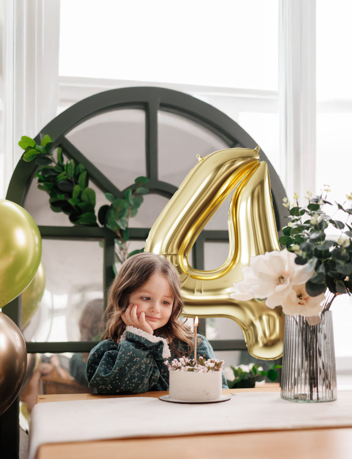 Adeyoo Number 4 Balloon Champagne Gold - 40Inch Number Balloons 0-9 Set, Large Self Inflating Digital 4 Helium Balloon for Girls Boys Birthday Anniversary Party Decorations