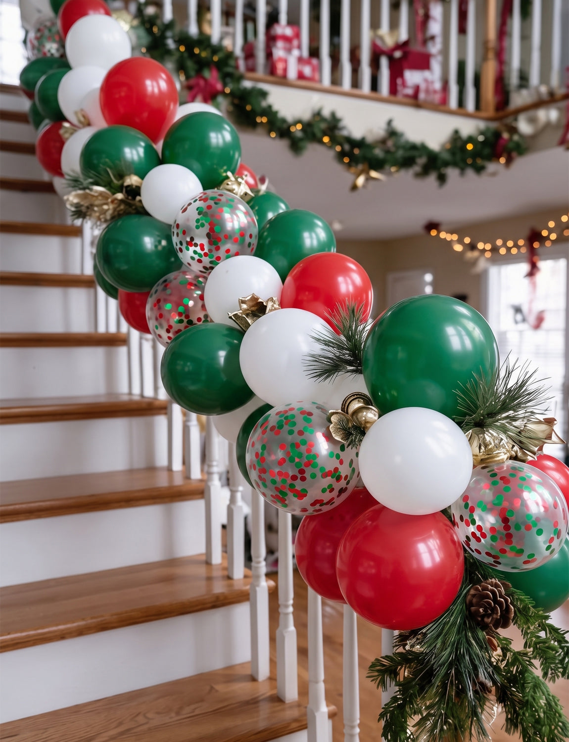 Christmas Balloons, 50 Pcs 12 Inch Red Green White Latex Balloons Christmas Latex Balloons, Red Green Confetti Balloon, Xmas Decorations for Christmas Winter Italian Themed Birthday Party