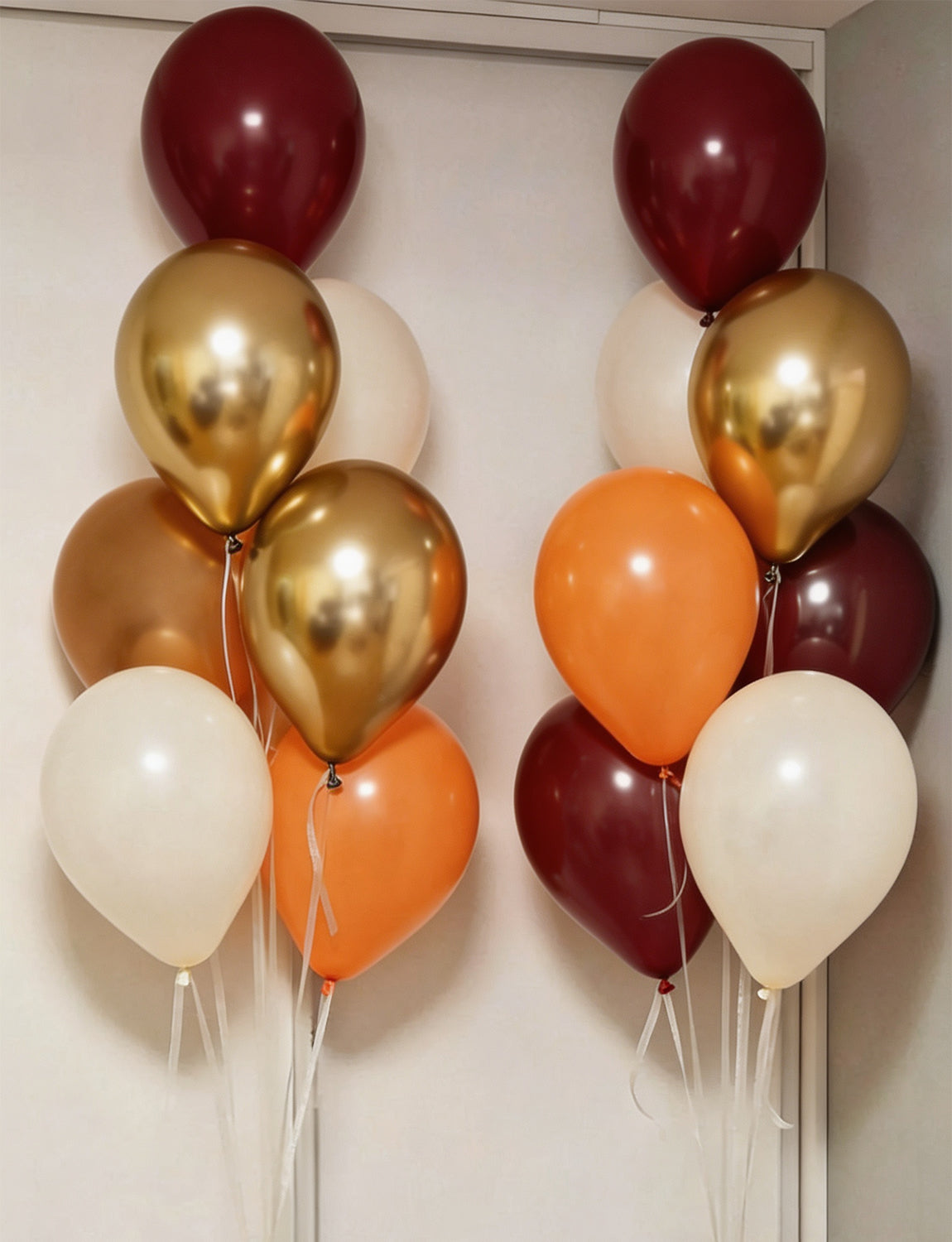 Fall Balloons, 50Pcs Burgundy Gold Balloons for Thanksgiving Decor | 12 Inch Autumn Balloons with Burgundy, Orange, Brown Tan and Metallic Gold for Harvest Birthday Wedding Party Decorations