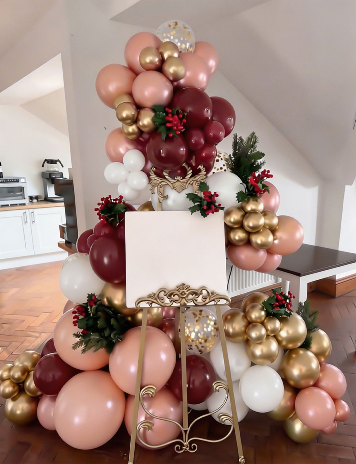 Burgundy Balloon Garland Arch Kit, 139 Pcs Maroon Rose Gold Balloon Burgundy and Gold Balloons, Rose Gold Balloons, Confetti Balloons for Fall Wedding Anniversary Birthday Party Decorations