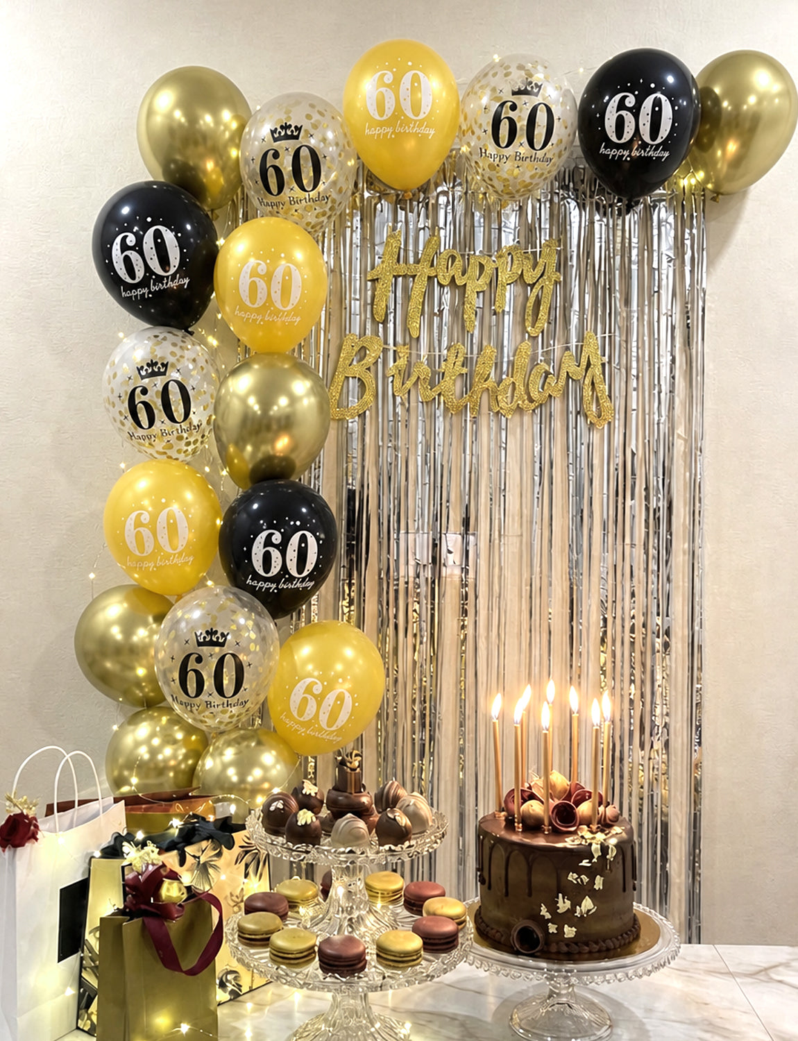 60th Birthday Balloons, 24 Pcs Black Gold Balloons for Men & Women 12 Inch Black and Gold Birthday Balloons, Gold Confetti Latex Balloons, 60th Birthday Decorations for Him & Her