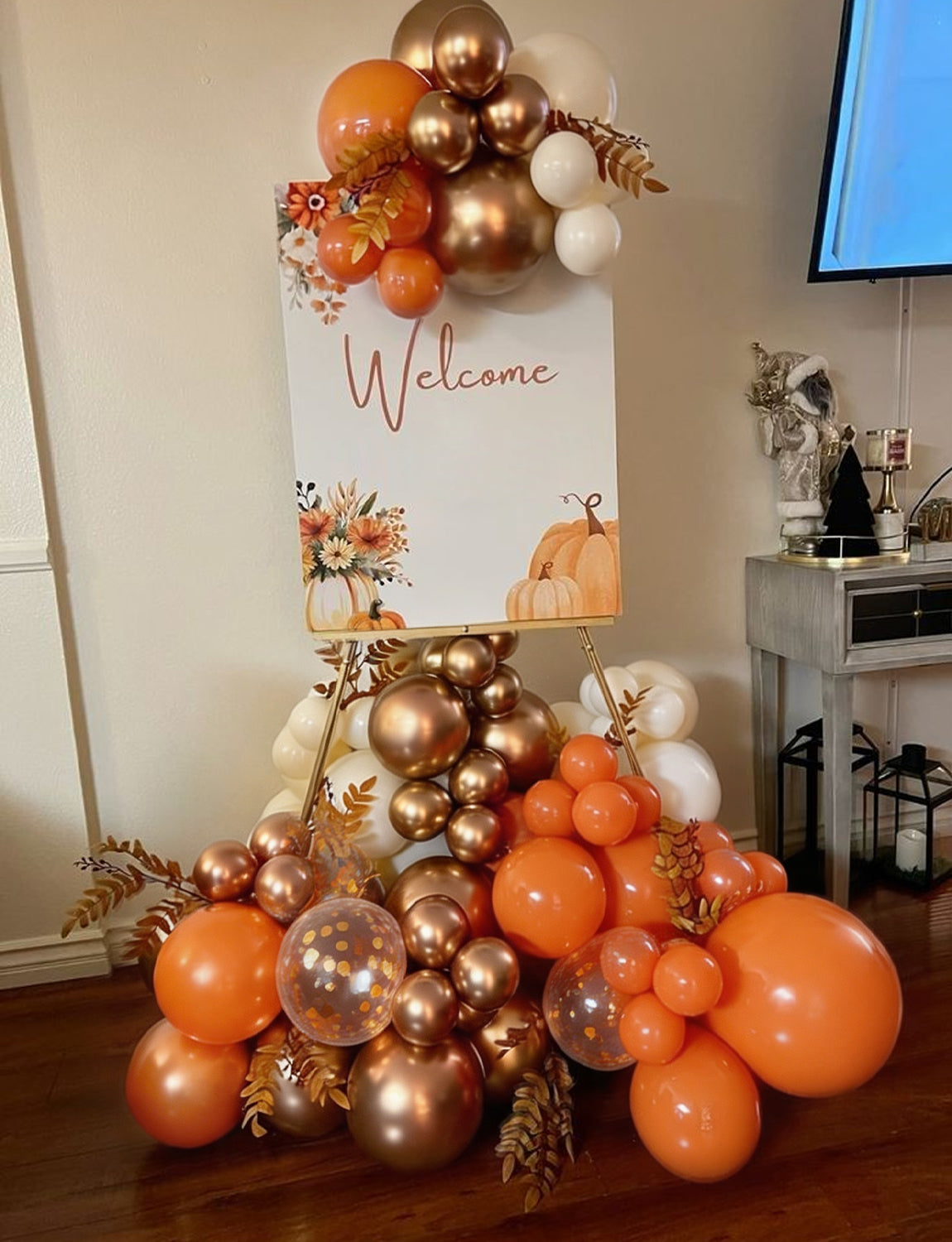 Fall Balloons, 50Pcs Orange White Nude Copper Confetti Balloons | 12 Inch Orange and White Balloons, Nude Copper Balloons for Fall Autumn Harvest Thanksgiving Halloween Party Decorations