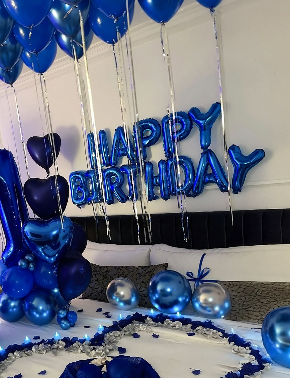 Adeyoo Happy Birthday Balloons Banner Blue- 16 Inch Blue Happy Birthday Foil Balloon Big Letter Balloons Reusable Self Inflating Balloon for Boys Men Girls Women Birth Party Decorations