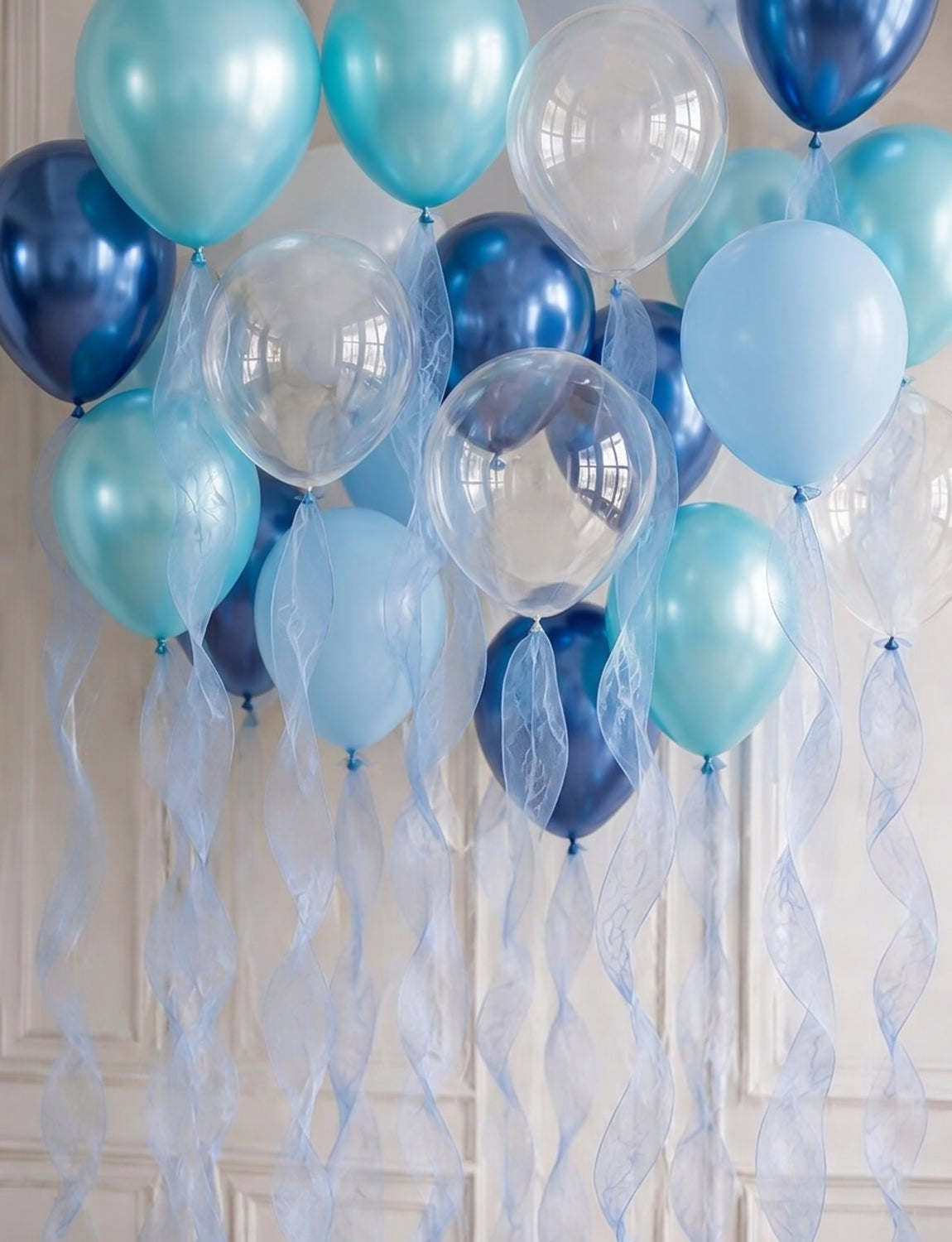 Blue Balloons, 12 Inch Ocean Under The Sea Balloon for Mermaid Decor 50 Pcs Teal Baby Blue and Clear Balloons, Metallic Blue Balloon for Ocean Shark Themed Birthday Baby Shower Party Decoration