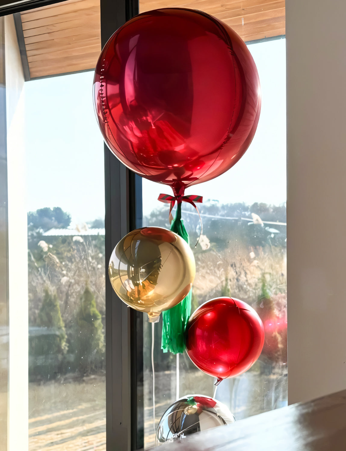 Red Foil Balloons, 22" 18" 10" 4D Round Metallic Red Mylar Balloons 14 Pcs Metallic Birthday Balloons, Different Sizes Mirror Foil Balloon for Birthday Anniversary Wedding Christmas Party Decor