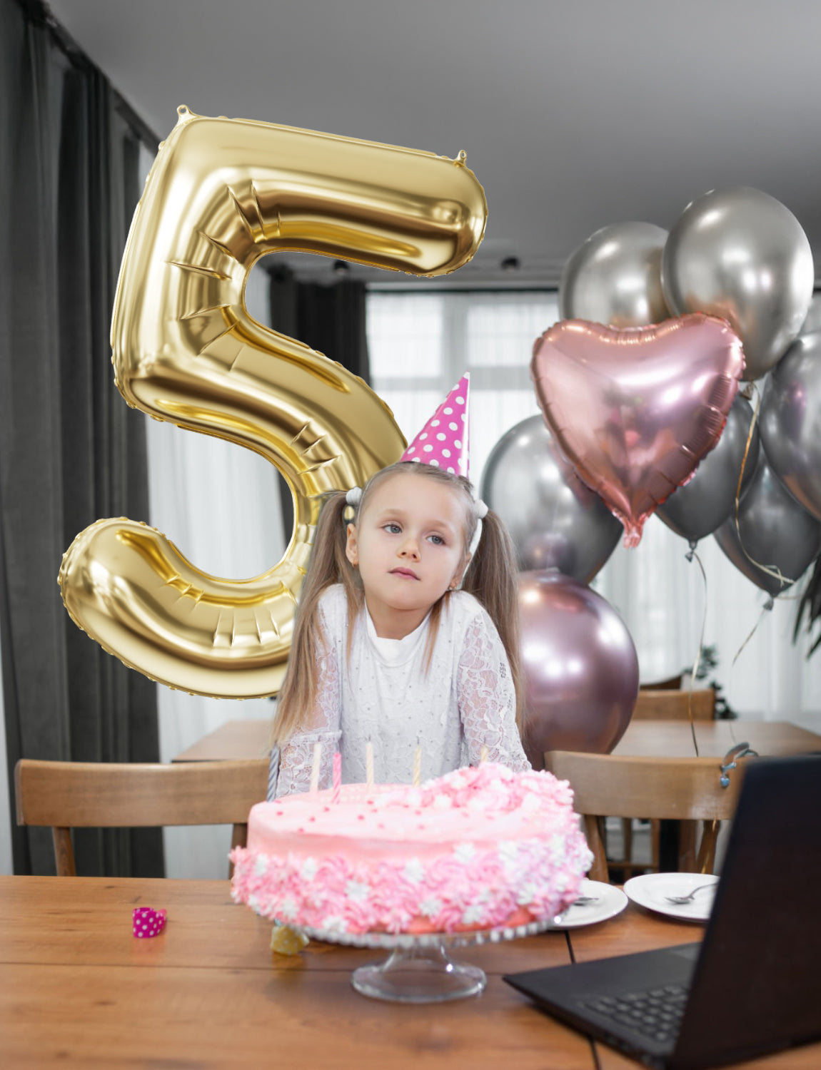 Adeyoo Champagne Gold Foil Balloon Number 5-40 Inch Giant Light Gold Self Inflating Balloons, Number Balloons 0-9 Set for Girls Boys Women Men Birthday Graduation Anniversary Party Decorations