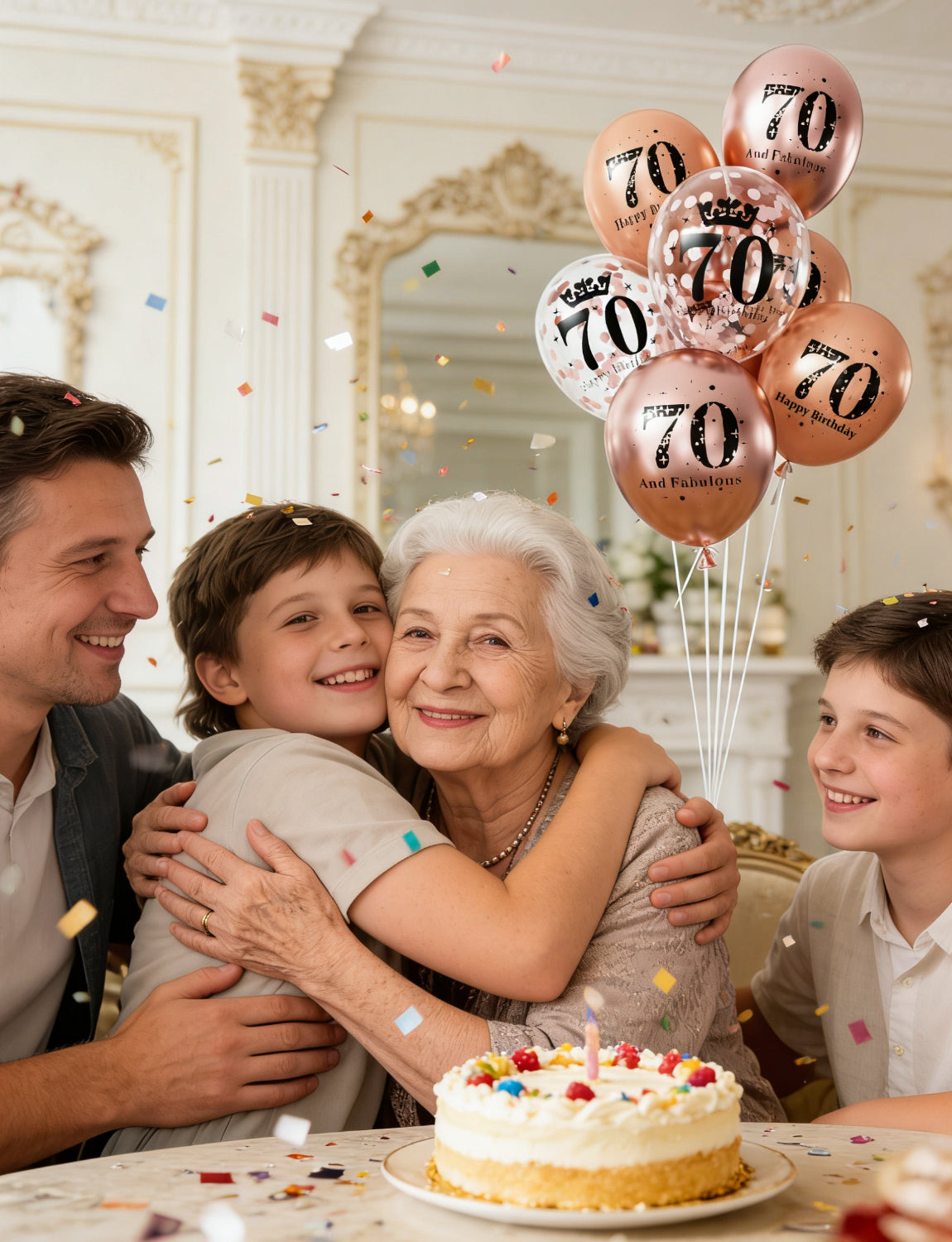 Adeyoo 24Pcs 70th Birthday Balloons - Rose Gold 70th Birthday Decorations for Women Her, 12Inch Rose Gold Latex Confetti Balloons Bright Party Balloon for Anniversary Celebration Supplies