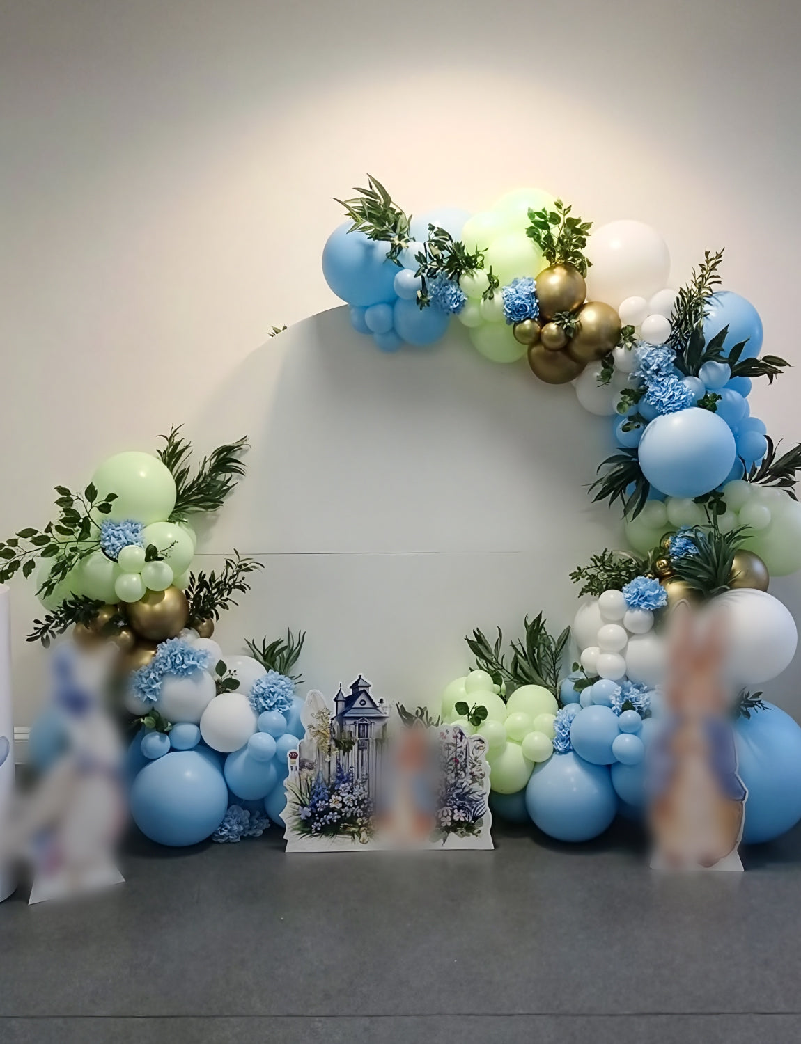 Dusty Blue Green Balloon Arch Kit Garland - 132Pcs Blue and Green Balloons Arch With Sand White Gold Latex confetti Balloon for Baby Shower Jungle Safari Woodland Birthday Party Decorations