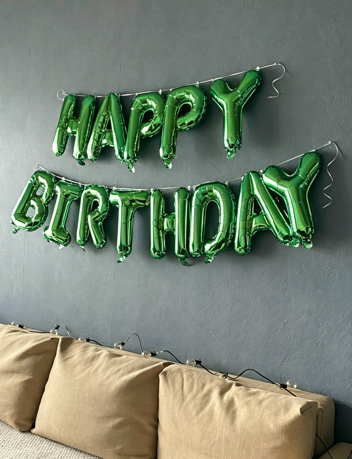 Green Happy Birthday Balloons Banner - 16 Inch Green Birthday Foil Balloon Big Letter Balloons Self Inflating Hbd Sign Balloon for Women Men Birth Party Decorations