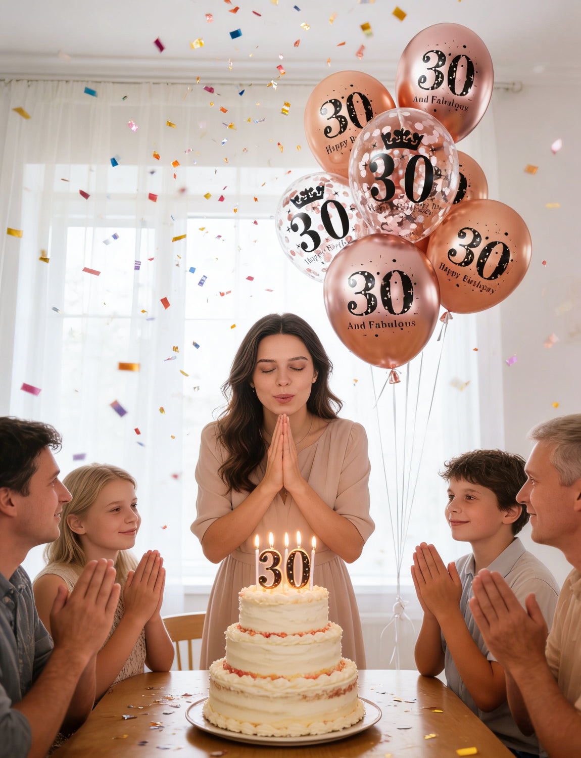 Adeyoo 24Pcs Rose Gold 30th Birthday Balloons - 12Inch Rose Gold Latex Confetti Balloons, Fabulous Happy 30th Birthday Decorations for Women Anniversary Celebration