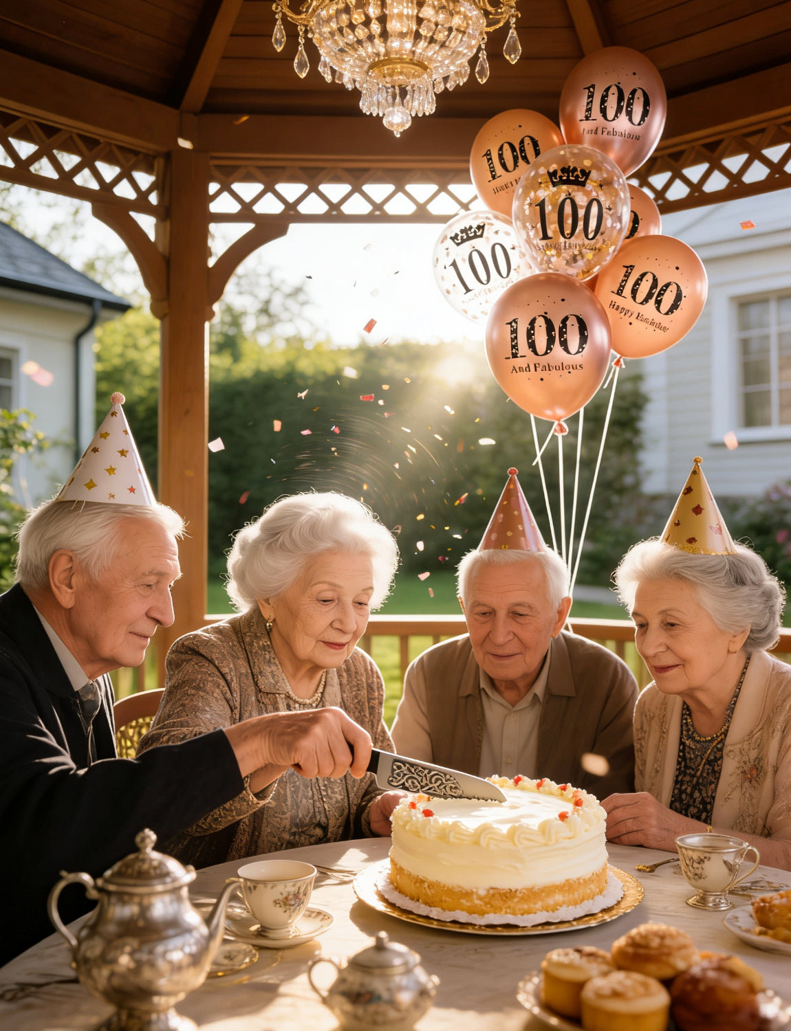 Adeyoo Rose Gold Birthday Balloons Decorations - 24 Pcs 100th Birthday Balloons for Women, Pearl Metallic Rose Gold Balloon, Glitter Confetti Balloon for 100 Years Old Hbd Anniversary Party Decoration