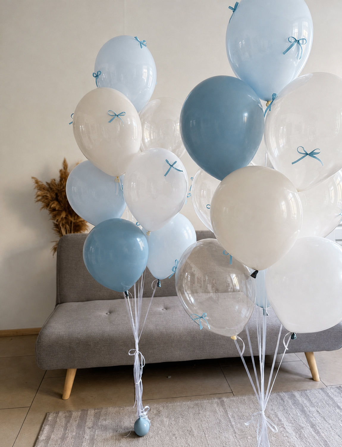 Dusty Blue White Balloons, 50 Pcs 12 Inch Blue and White Balloons Baby Blue and Cream Balloons, Clear Balloon for Kids Birthday Baby Shower Wedding Christening Gender Reveal Party Decorations