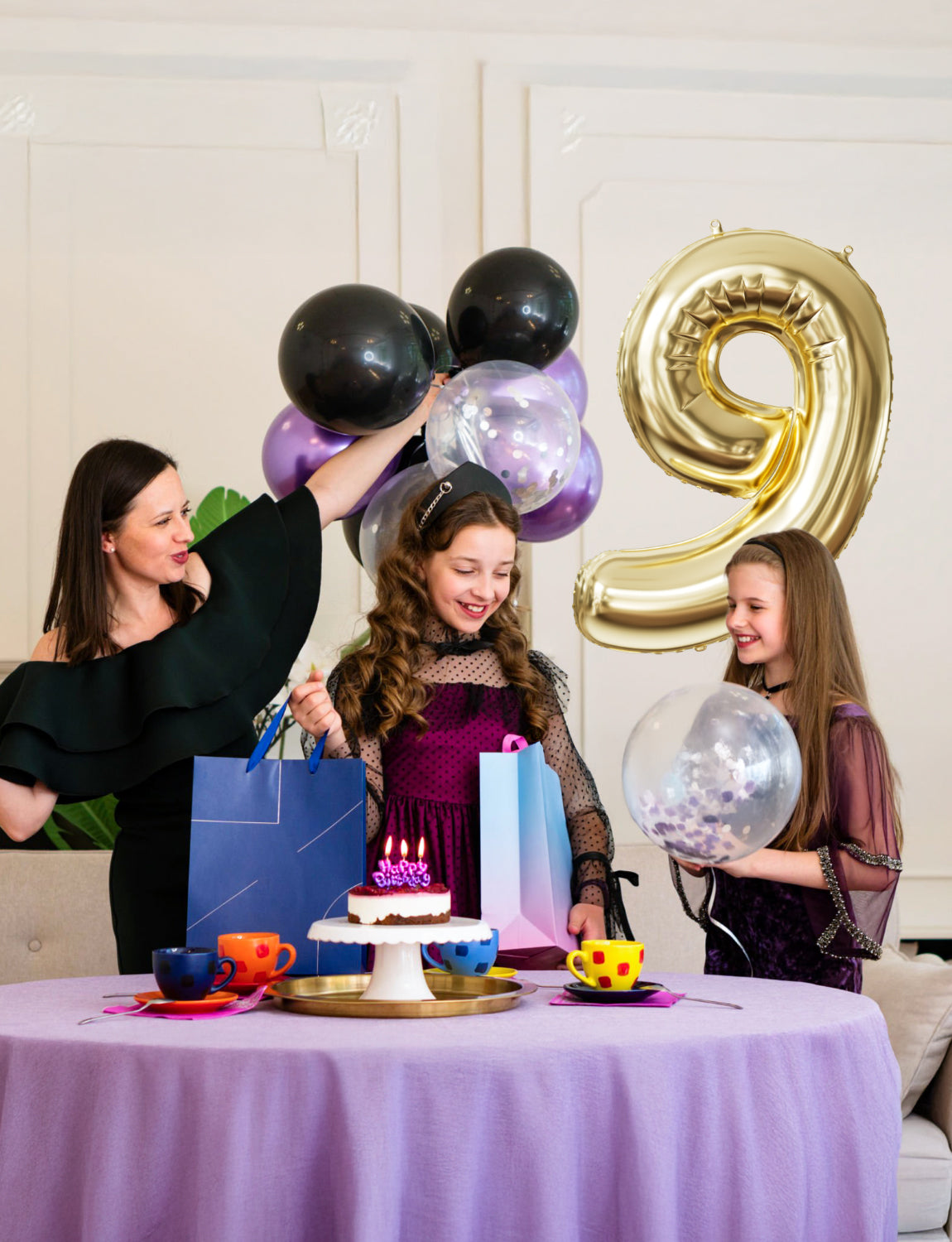 Adeyoo Gold Number 9 Balloon - 40" Large Champagne Gold Digital 9 Balloon for Boys Girls 9th Birthday, Self Inflating Number Balloons 0-9 for Women Men Birthday Anniversary Party Decorations
