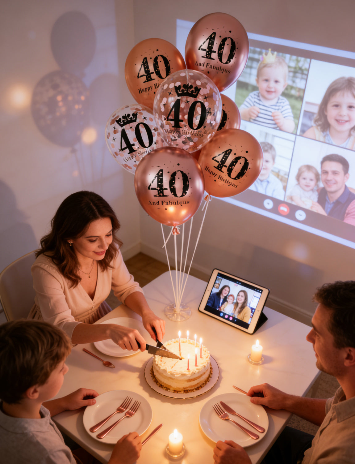 Adeyoo 40th Birthday Balloons for Women - 24Pcs 12Inch Rose Gold Latex Confetti Balloons, Fabulous Happy 40th Birthday Party Decorations for Women Anniversary Celebration