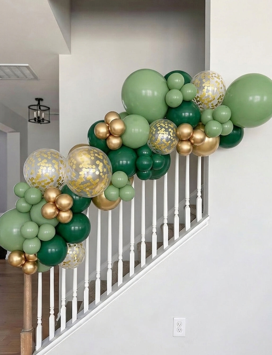 Green and Gold Balloons, 50 Pcs 12 Inch Sage Green and Gold Balloons Sage Green Gold Latex Balloons, Confetti Balloons for Jungle Theme Birthday Christmas Baby Shower Wedding Party Decorations