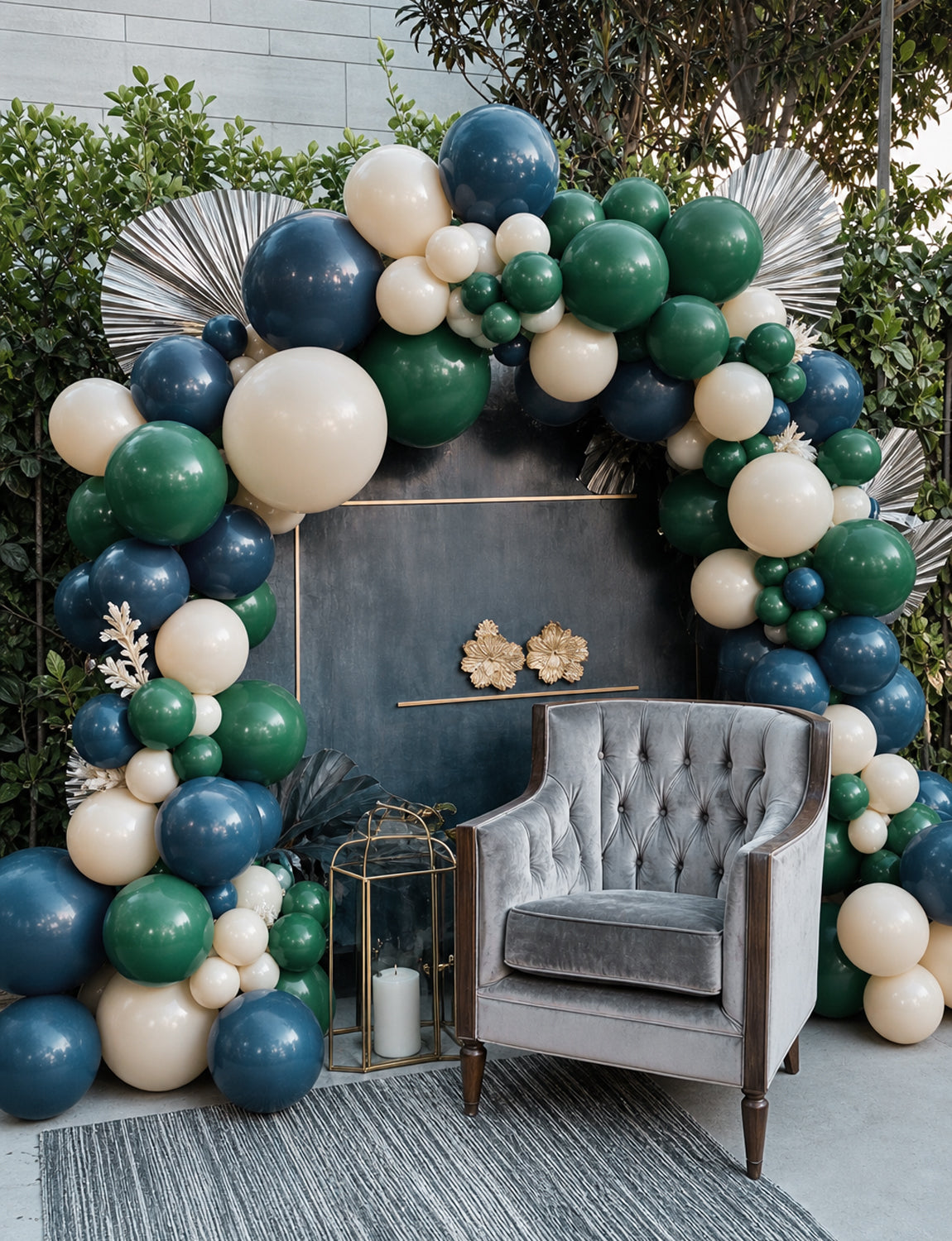 Navy Blue and Green Balloon Garland Arch Kit for Birthday Decoration 140 Pcs Different Sizes Balloon Arch Kit with Nude, Birthday Balloon for Wedding Christmas Teddy Bear Baby Shower Party Decor