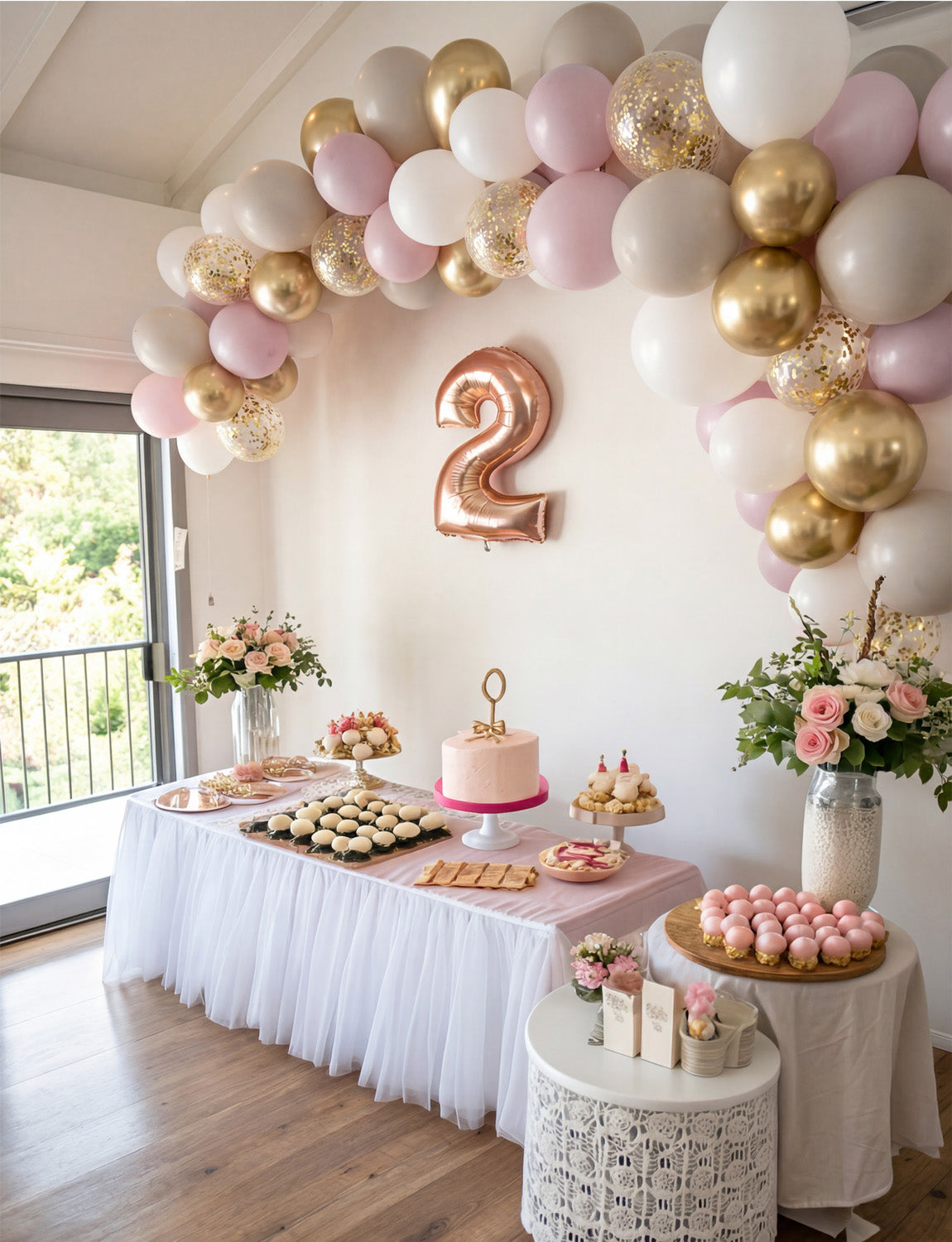 Dusty Pink and Gold Balloons, 50PCS 12 Inch Blush Pink, White & Metallic Gold Balloons with Confetti Balloon for Birthday, Bridal Shower & Wedding Party Decorations, Girls & Women