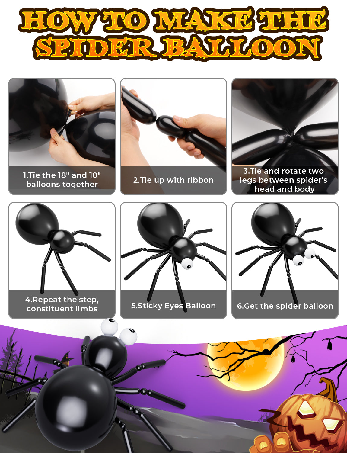 Halloween Balloons Arch Kit Garland with BOO Pumpkin Foil Balloon 126Pcs Black Orange Purple Green Halloween Balloons with Boo, Pumpkin, Eyeball Balloons for Halloween Party Decorations