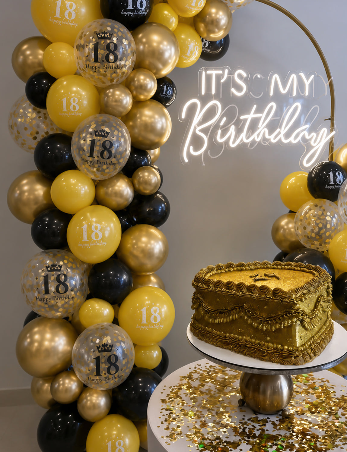 18th Birthday Balloons, 24 Pcs Black and Gold Balloons for Men Women 12Inch Black and Gold Balloons with Confetti balloons, Black and Gold 18th Birthday Decorations for Him & Her