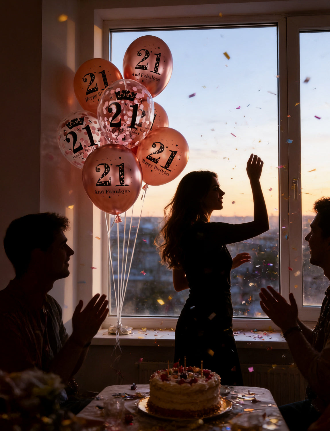 Adeyoo 24Pcs 21st Birthday Balloons for Her - 12Inch Rose Gold 21st Birthday Decorations, Fabulous Rose Gold Latex Confetti Balloons for Girls Women Happy 21 Birth Theme Party Decorations