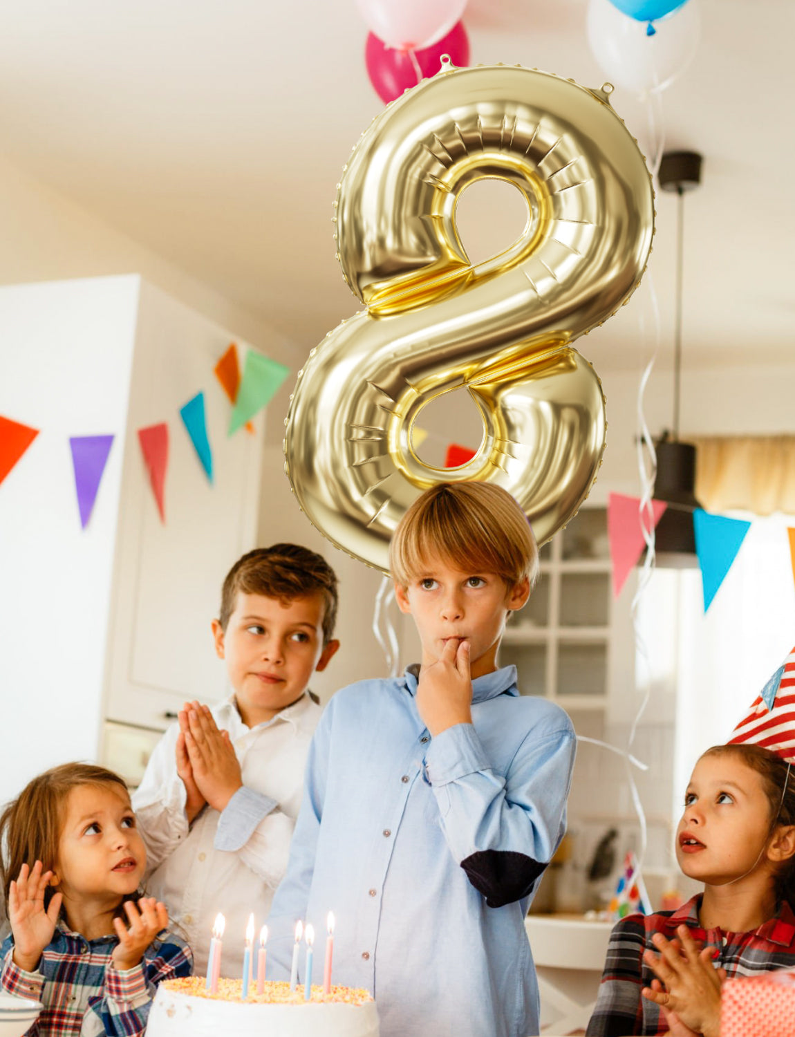 Adeyoo Light Gold Number 8 Balloon - 40" Large Champagne Gold Foil Digital 8 Balloons for Boys Girls, Self Inflating Number Balloons 0-9 Set for Women Men Birthday Anniversary Party Decorations