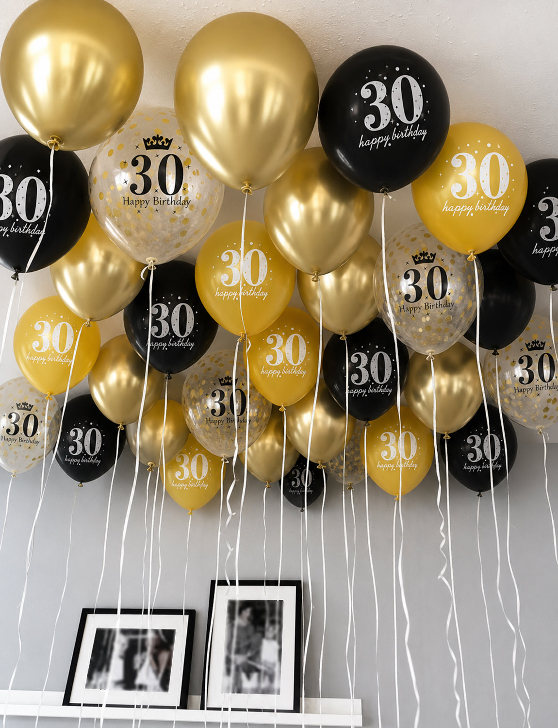 30th Birthday Balloons, 24 Pcs Black and Gold Balloons for Men Women 12Inch Black and Gold Balloons with Confetti balloons, Black and Gold 30th Birthday Decorations for Him & Her