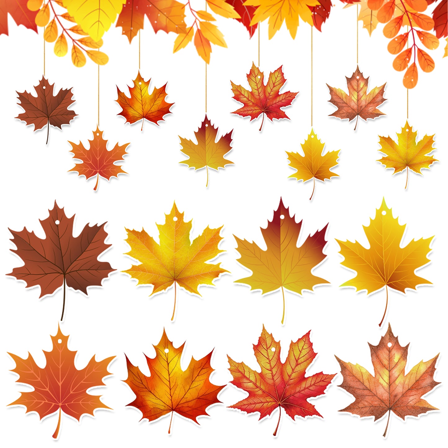 Fall Thanksgiving Hanging Decorations, Maple Leaf Ceiling Hanging Decor | 8 Pcs Hanging Fall Leaves with String, Rustic Autumn Leaves Decor for Home, Classroom, Office, Harvest Party Decorations