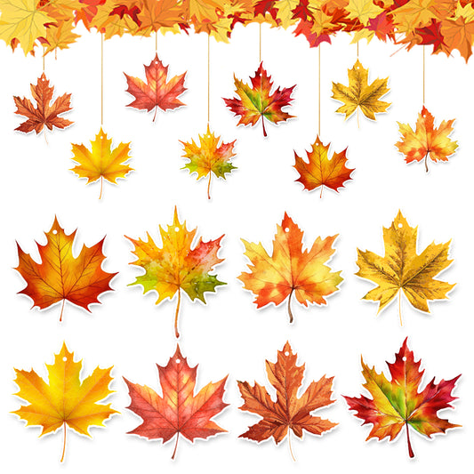 Fall Hanging Decorations, Maple Leaf Hanging Decor for Home | 8 Pcs Hanging Fall Leaves with String, Colorful Autumn Leaves Decor for Ceiling, Classroom, Office and Harvest Party Decor
