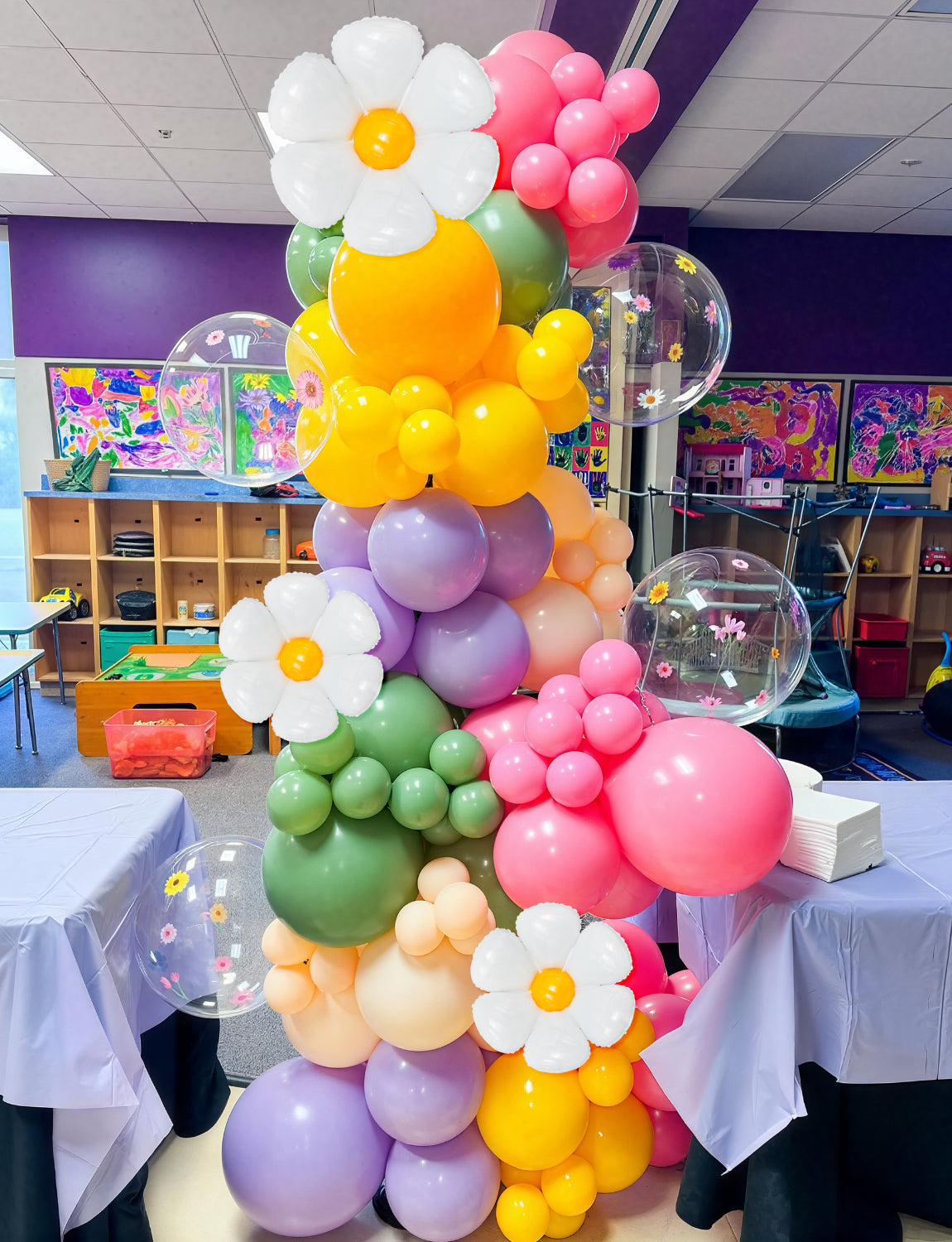 Daisy Balloons Arch Kit Garland - 152Pcs Pastel Balloon Arch with Daisy Foil Balloon, Colourful Fairy Balloons for Birthday Spring Baby Shower Wedding Easter Theme Party Decorations